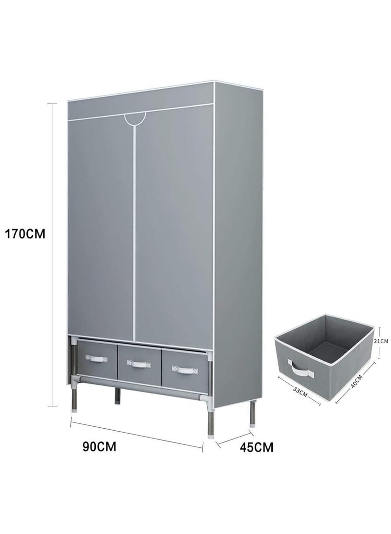 Arabest Portable Wardrobe, Large Closet Organizer with Drawer Boxes, Clothes Storage Cabinet for Bedroom, Living Room (Grey) - Image 5