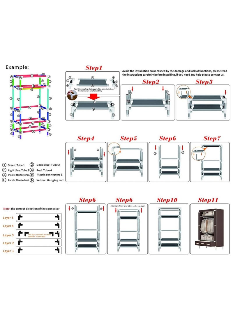 Portable Wardrobe, Large Closet Organizer with Drawer Boxes, Clothes Storage Cabinet for Bedroom, Living Room (Brown) - pzsku/Z833FE3CCE87625DAB9E1Z/45/_/1700817087/8ec8da85-ab41-408d-8ce9-9500f5578c74