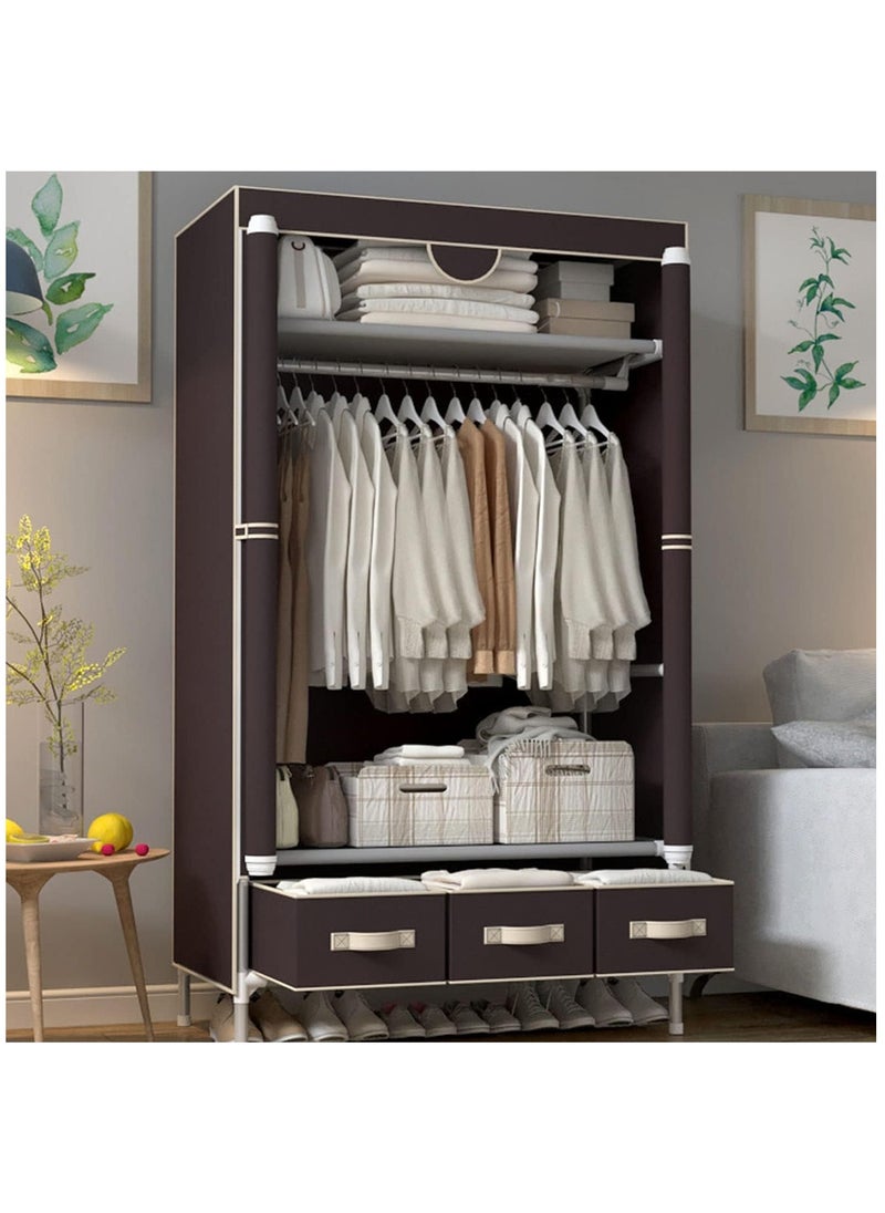 Portable Wardrobe, Large Closet Organizer with Drawer Boxes, Clothes Storage Cabinet for Bedroom, Living Room (Brown) - pzsku/Z833FE3CCE87625DAB9E1Z/45/_/1700817088/bdc1a5fd-334e-48df-b561-2bc23f13657f