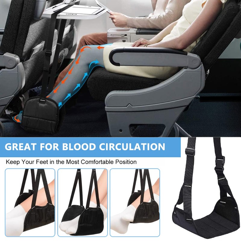 HASTHIP HASTHIP Airplane Footrest Hanging Travel Foot Rest with Storage Bag Airplane Travel Accessories Foot Hammock Portable Plane Leg Rest Provides Relaxation and Comfortable for Long Flight Black  - Image 5