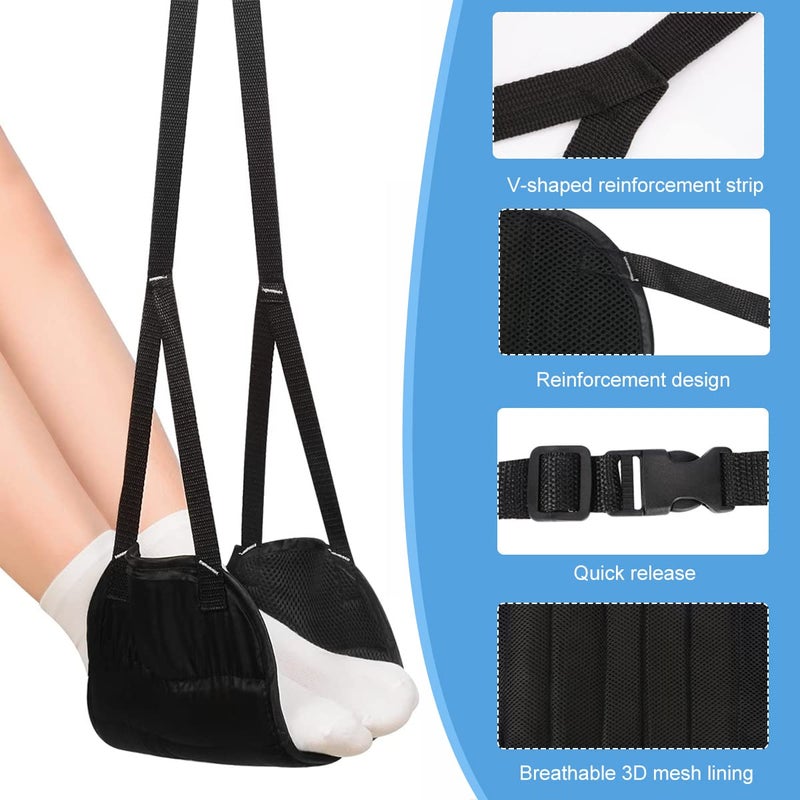 HASTHIP HASTHIP Airplane Footrest Hanging Travel Foot Rest with Storage Bag Airplane Travel Accessories Foot Hammock Portable Plane Leg Rest Provides Relaxation and Comfortable for Long Flight Black  - Image 3