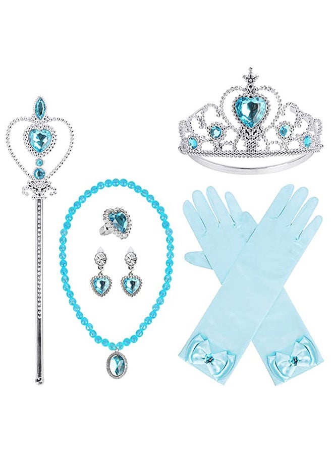 Adorable Princess Cosplay Fancy Party Dress Costume Set With Accessories Kit Blue - Image 2