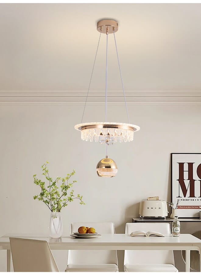 بيست باور ثريا ليد أكريليك حديثة 6731 بثلاث مستويات إضاءة، 86 وات، شكل دائري، مصباح معلق واحد، بطول قابل للتعديل (80 سم) - مثالية لغرف المعيشة والطعام والنوم - Image 1