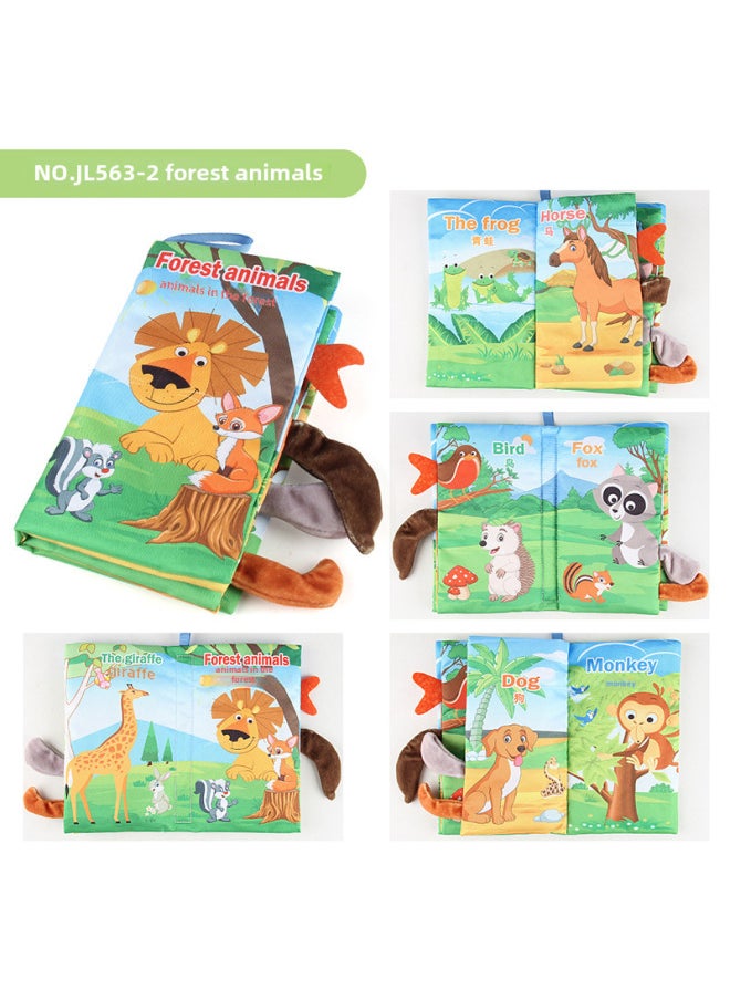 Generic - Baby's Sea, Land And Air Tail Cloth Book Ocean Forest Flying Animal Palm Book Early Education Toy With Ringing Paper-Color:Chinese And English 4 Pages 8 Sides Animal Tail Cloth Book 38g Volume 50g - Image 1