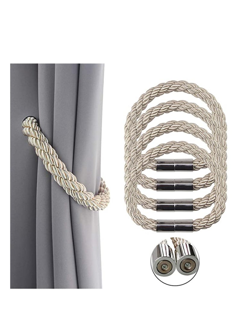 SYOSI No Tools Required, Strong Magnetic Curtain Tiebacks Decorative Rope Holdbacks Convenient Ties Backs for Thin or Thick Window Draperies No Tools Required, Decorative Curtain Holdbacks - Image 1
