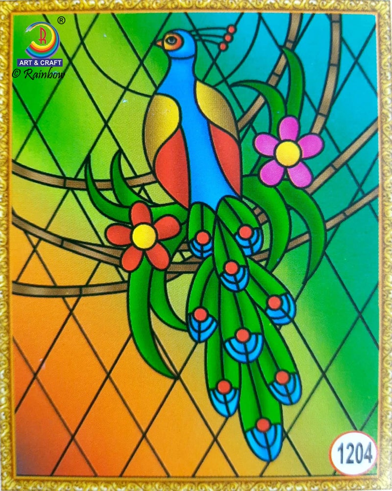 Rainbow DIY - Fiberglass Painting Kit, Peacock, Medium (7.75x10.5 inch), Design No. 1204 - Image 1
