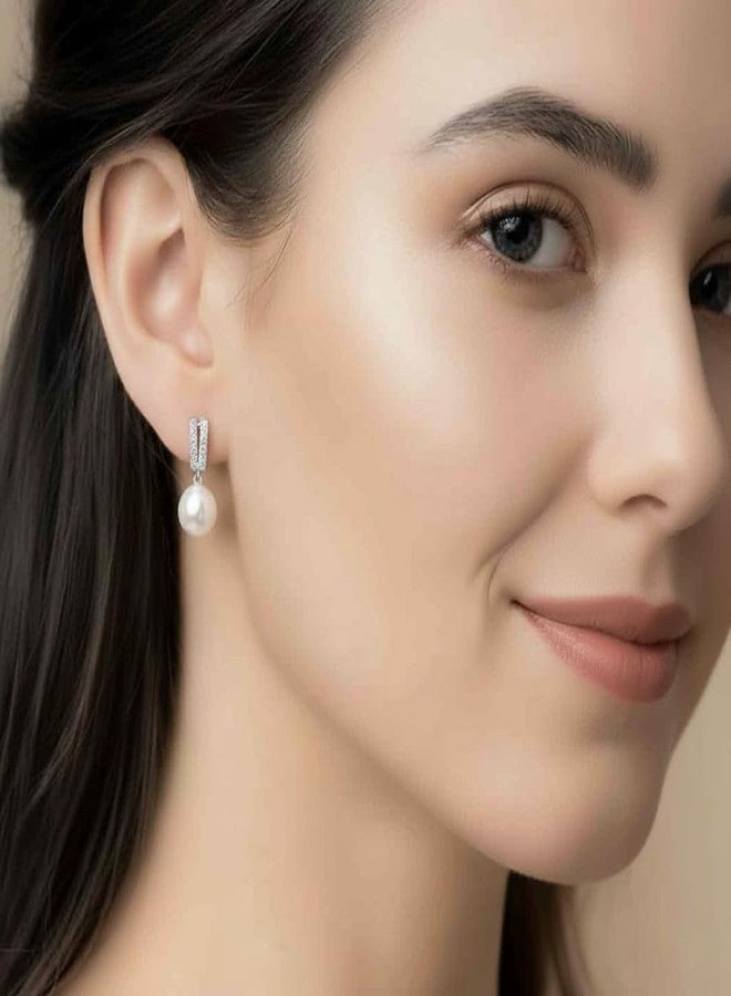 Peora Pearl Studded Silver Plated Drop & Dangle Earrings Fashion Wear Stylish Jewellery Gift for Girls & Women (PX8E117) - Image 2
