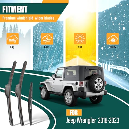 KVQ Windshield Wiper Blades Replacement for Jeep Wrangler JL 2018 2019 2020 2021 20222 2023 Original Factory Quality Front Rear Wiper Blade Set - 16" 16" 12" (Set of 3) - Image 2