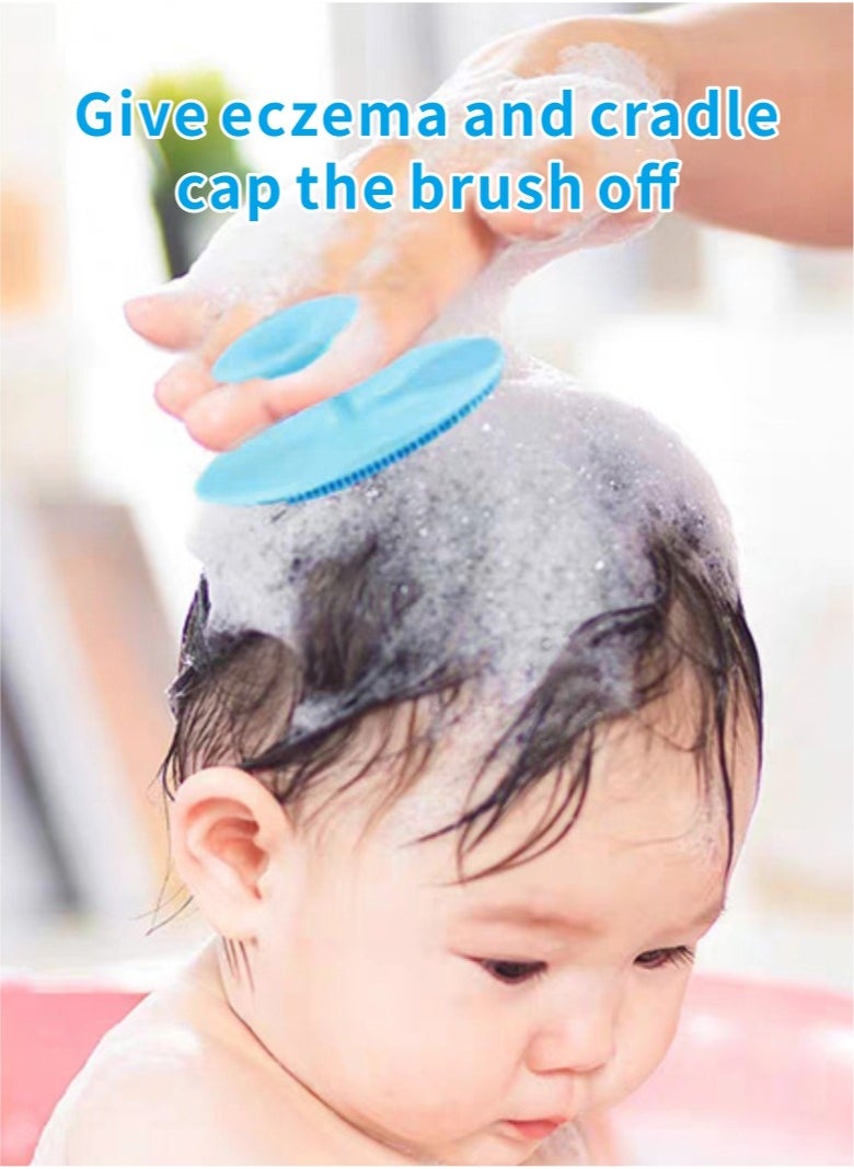HieerBus - Silicone Baby Bath Brush,Baby Shampoo Brush Face Brush for Cradle Cap, Eczema, 2pcs (red+blue) - Image 1