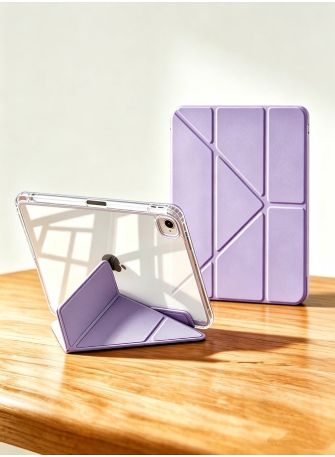 Hirospace Case for iPad(A16)11th 11 inch 2025/iPad 10th Gen 10.9 inch 2022, Transparent TPU Protective Case with Pencil Holder, Multi-Angle Y-Folding Stand, Auto Wake/Sleep Smart Cover, Shockproof Slim Flip Shell with Anti-Glare Screen Protector-purple - Image 1
