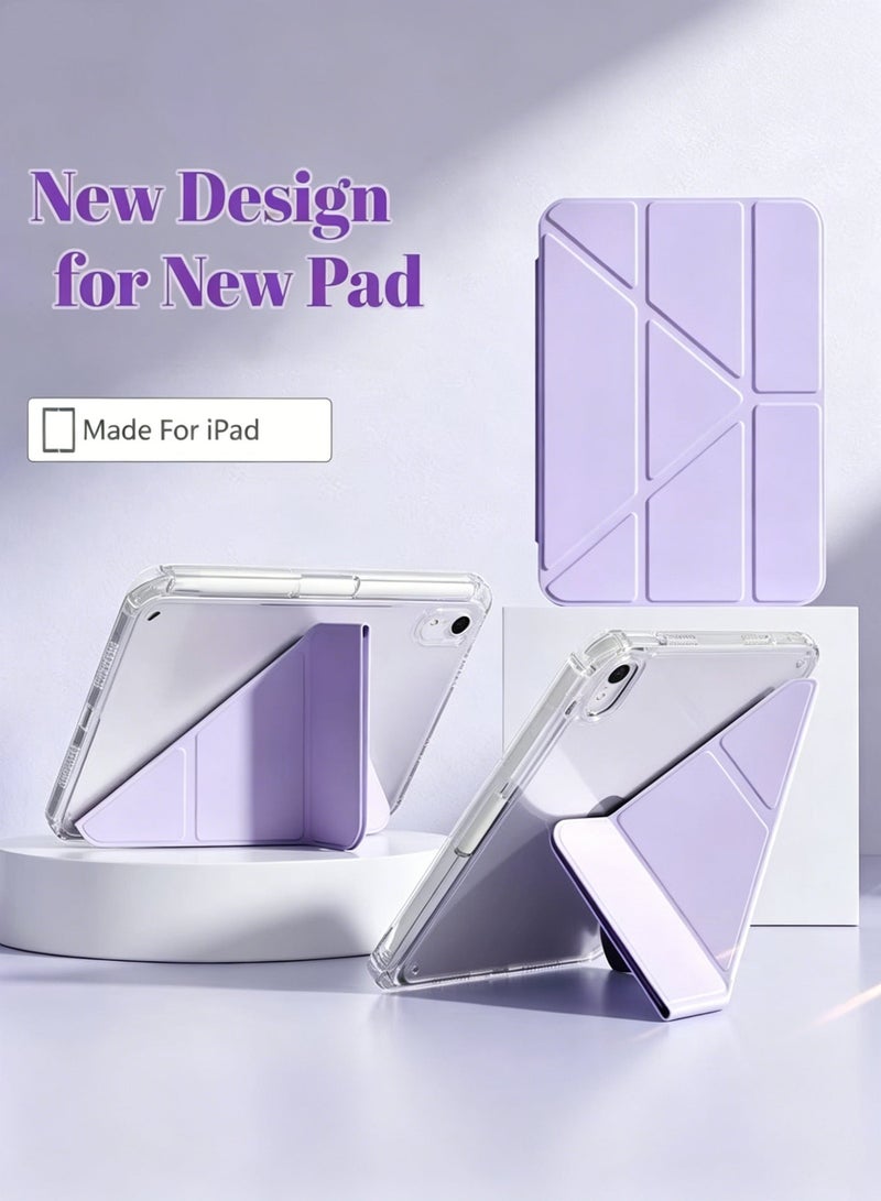 Hirospace Case for iPad(A16)11th 11 inch 2025/iPad 10th Gen 10.9 inch 2022, Transparent TPU Protective Case with Pencil Holder, Multi-Angle Y-Folding Stand, Auto Wake/Sleep Smart Cover, Shockproof Slim Flip Shell with Anti-Glare Screen Protector-purple - Image 3