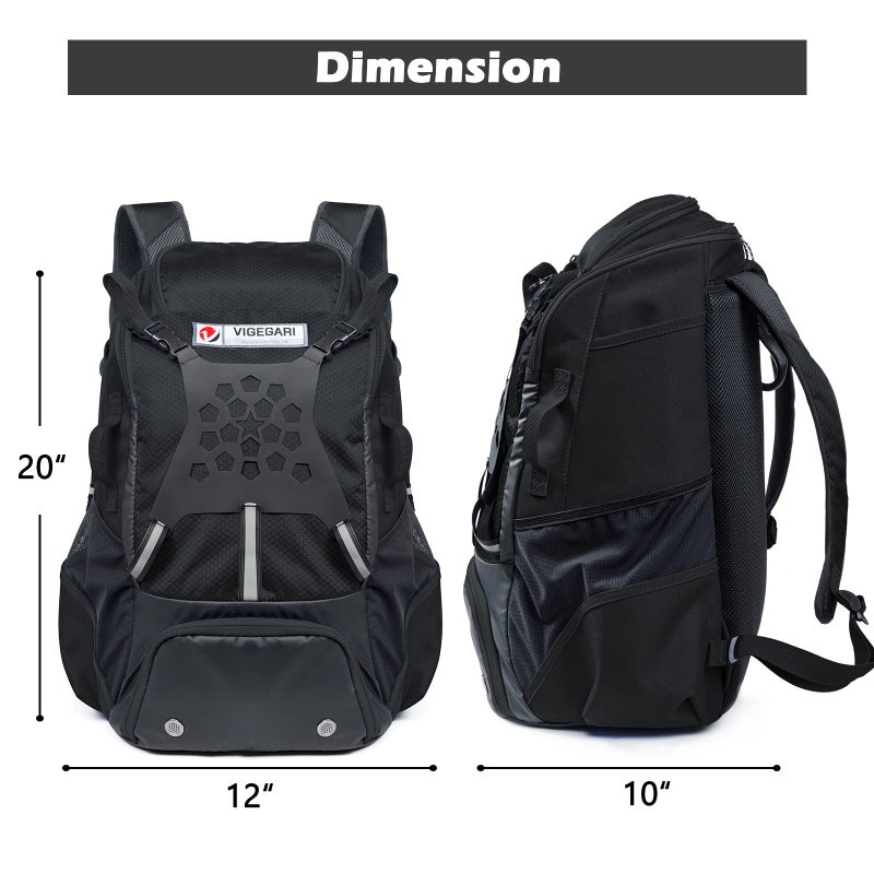 VIGEGARI Youth Baseball Backpack - Adults Bat Bag, Softball Equipment & Accessories Holder for Bat, Glove, Helmet, Shoes - Image 2