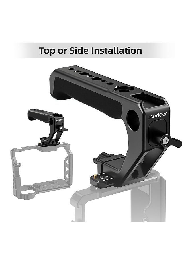 ANDOER Universal Top Handle Hand Grip with NATO Clamp NATO Rail Cold Shoes 1/4 Inch 3/8 Inch Threads 15mm Rod Clamp for Camera Cage Rig  - Image 2