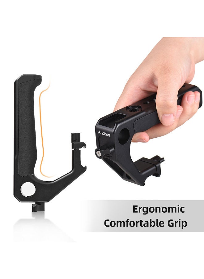 ANDOER Universal Top Handle Hand Grip with NATO Clamp NATO Rail Cold Shoes 1/4 Inch 3/8 Inch Threads 15mm Rod Clamp for Camera Cage Rig  - Image 4