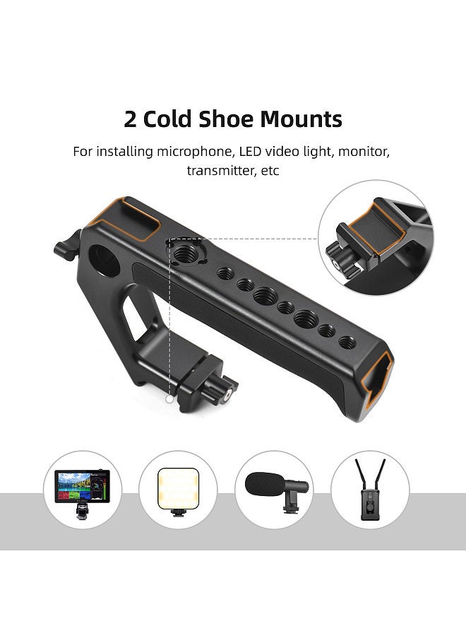 ANDOER Universal Top Handle Hand Grip with NATO Clamp NATO Rail Cold Shoes 1/4 Inch 3/8 Inch Threads 15mm Rod Clamp for Camera Cage Rig  - Image 3