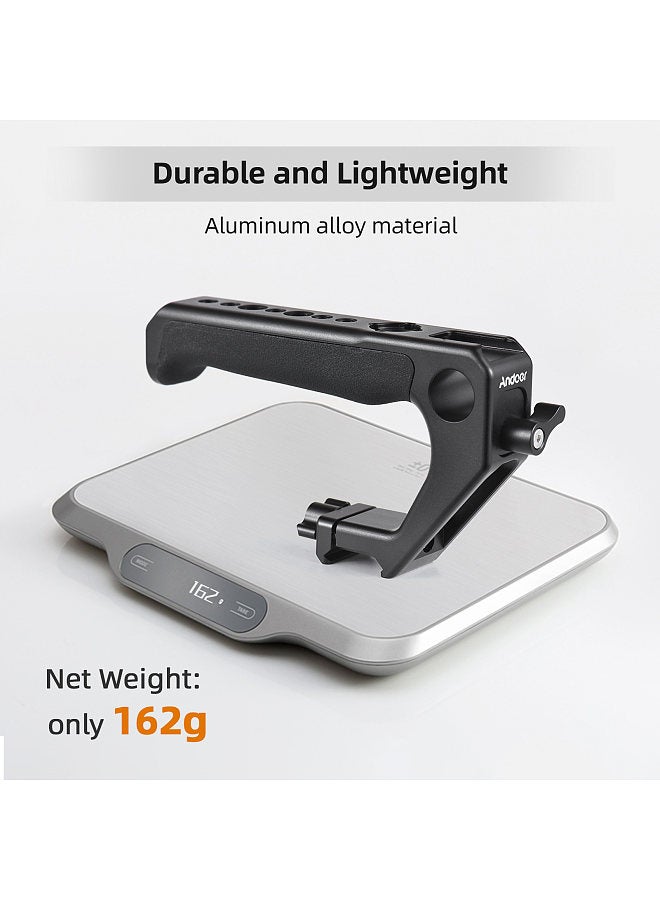ANDOER Universal Top Handle Hand Grip with NATO Clamp NATO Rail Cold Shoes 1/4 Inch 3/8 Inch Threads 15mm Rod Clamp for Camera Cage Rig  - Image 5
