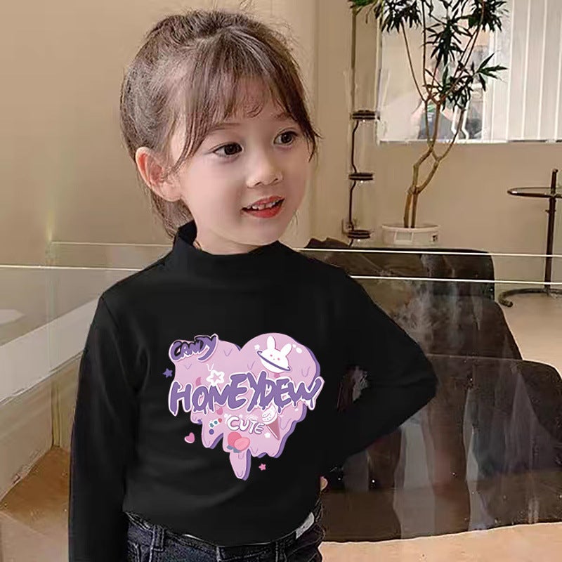 Y2316# Children'S Wear Girls Long Sleeve Printed T-Shirt Loose New Style Children'S Autumn Dress Children'S T-Shirt - Image 1
