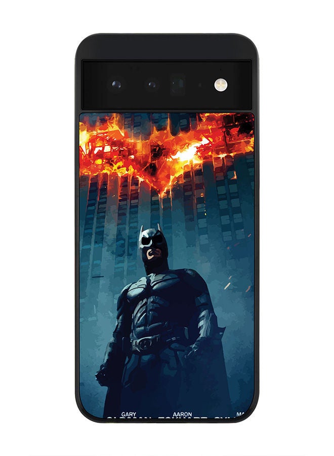 Stylizedd Rugged Black edge case for Google Pixel 6 5G Slim fit Soft Case Flexible Rubber Edges Anti Drop TPU Gel Thin Cover - Burning Batman - Image 1