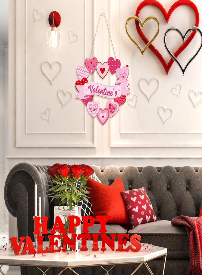 Sophena Wooden Valentines Day Door Wreath for Front Door Sign Heart Wall Signs Valentine Decoration, Sign Welcome Hanging Crafts for Home Farmhouse Wall Decor Party Outdoor indoor Supply Heart - Image 2