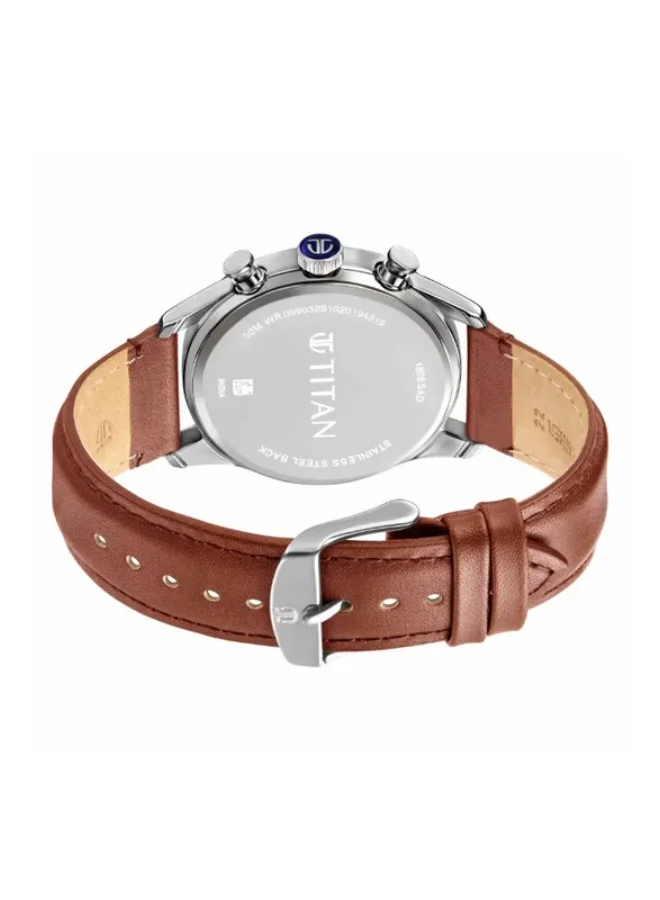 TITAN Elmnt Blue Dial Leather Strap Watch
