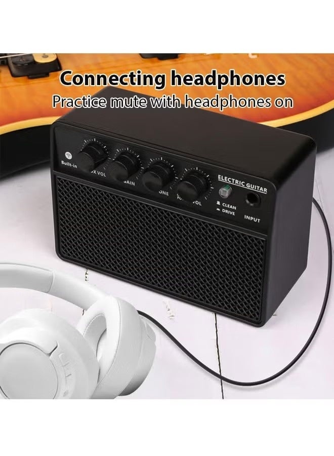 WALALLA Guitar Amplifier Small Electric Guitar Amp 10W Mini Portable Guitar Practice Speaker for Daily Practice Street Performances Rechargeable Portable Audio Supports BT/Headphone Connection 6.35mm Interface Plug - Image 4