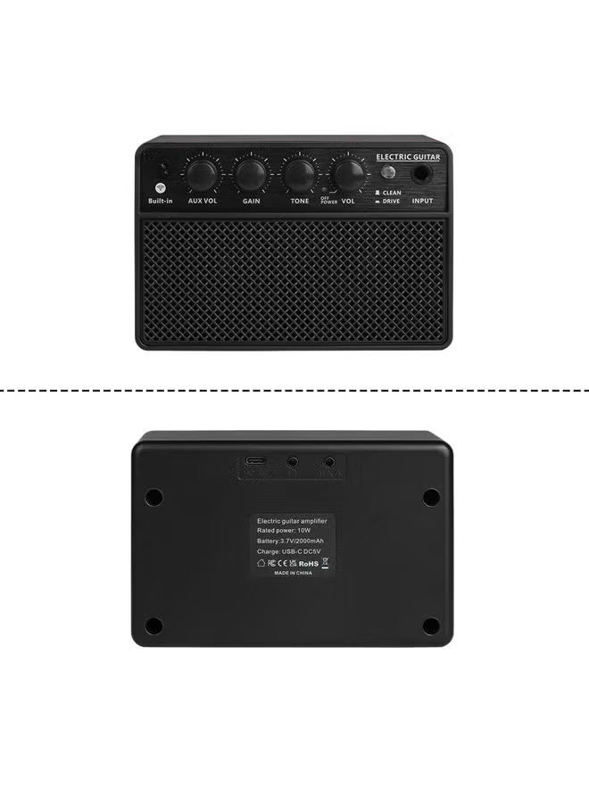WALALLA Guitar Amplifier Small Electric Guitar Amp 10W Mini Portable Guitar Practice Speaker for Daily Practice Street Performances Rechargeable Portable Audio Supports BT/Headphone Connection 6.35mm Interface Plug - Image 5