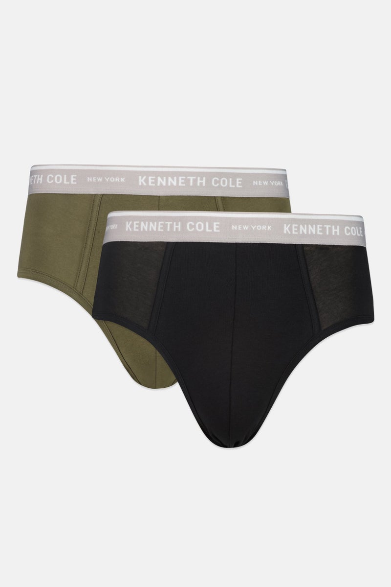 Kenneth Cole Men Set Of 2 Brand Logo Briefs, Multicolor - Image 1