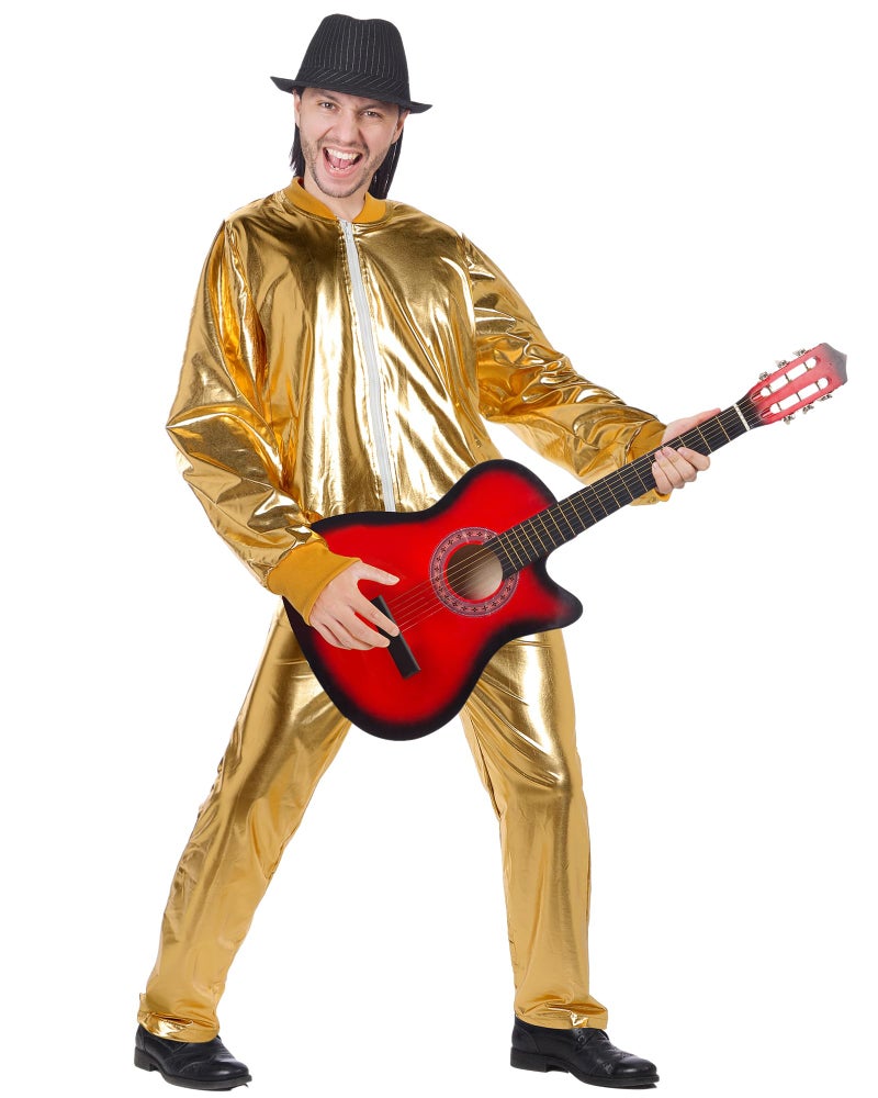 Halfchet Men's Metallic Jacket and Pants Set Jacket Men Straight Leg Trousers Costume for Men Disco Cosplay Party (Gold,X-Large) - Image 4