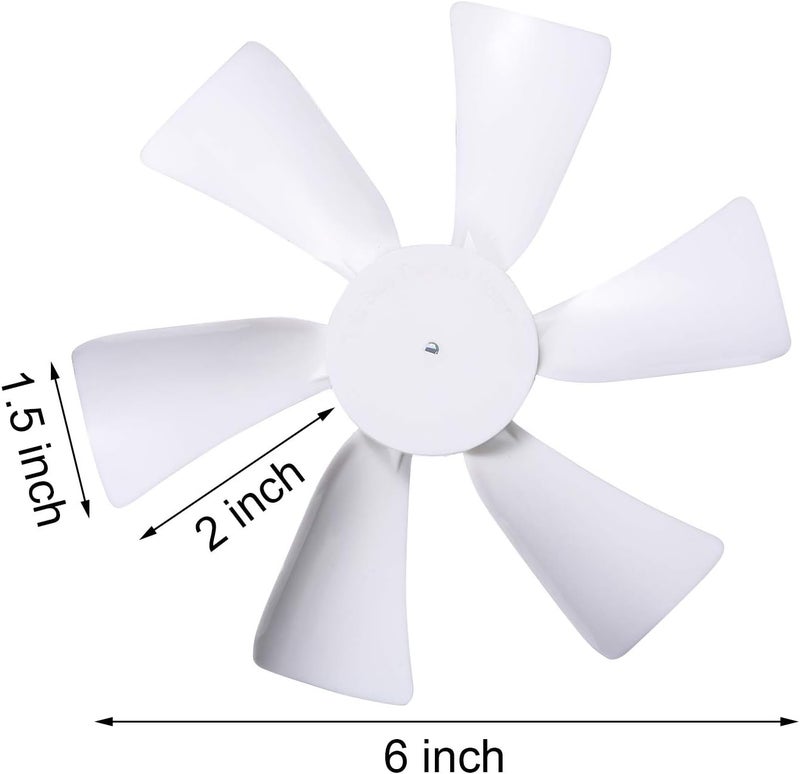 RUSFOL 2 Pack 6“ Replacement White Vent Fan Blades for RV Bathroom Vent Fan, Fits for Heng's, Elixir, Ventline and Jensen Roof vents&Range Hoods or any 12 Volt Motor With a 0.094-inch D-shaped Shaft - Image 2