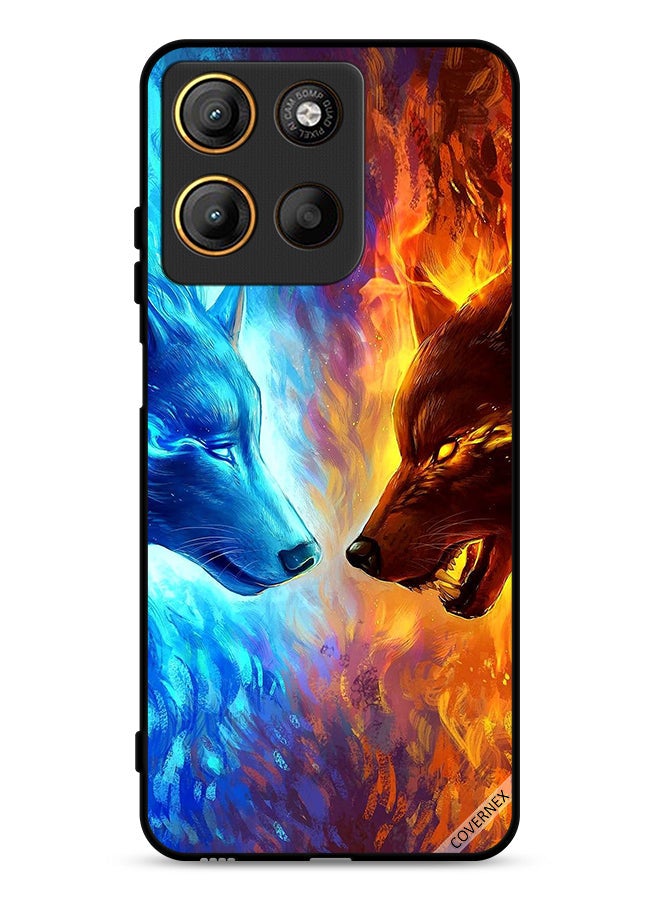 Motorola Moto G15 Protective Case Cover Water & Fire Wolf