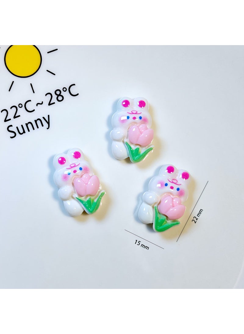 Generic Clear Cute Flower Rabbit Resin DIY Phone Case Accessories Flower holding rabbit 15 * 22mm 