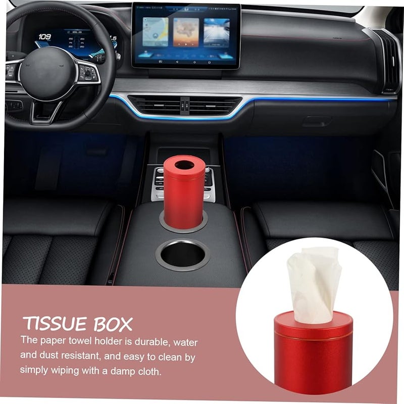 VALICLUD Round Car Tissue Box Holder Compact Design for Travel Home and Office Use - Image 5
