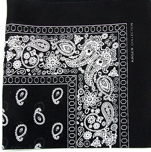 Kaiser Novelty Bandanas Paisley Cotton Bandanas (Black 22 X 22 in) - Image 4
