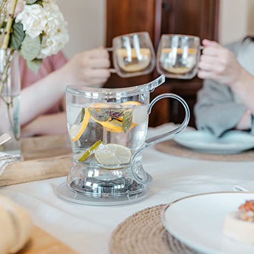 GROSCHE Aberdeen Tea Infuser Teapot & Smart Tea Maker - BPA-Free, Drip-Free Design | Coaster | Easy Brew | Easy Clean Steeper | Loose Leaf Brewing - Stylish Design | 17.7 oz - 1000 ml - Image 5