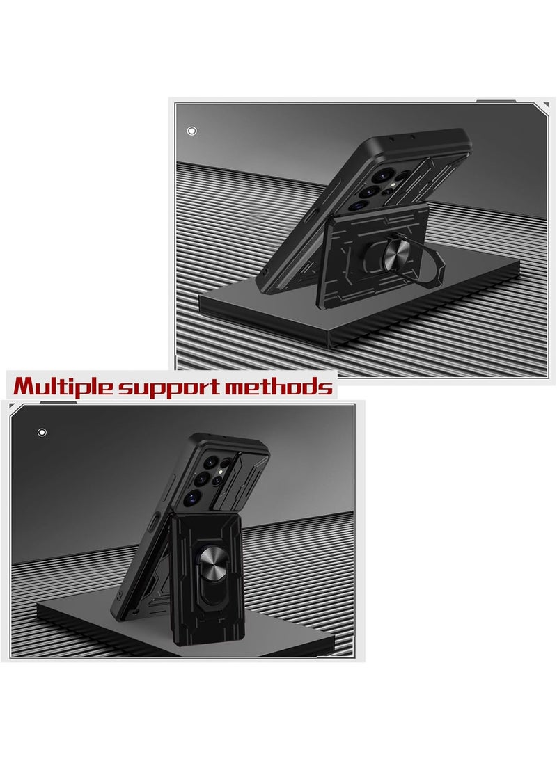 Techie Samsung Galaxy S25 Ultra Slide Armor Case with 360° Ring, Magnetic Stand, Card Holder, Camera Shield & Mil-Grade Drop Protection - Image 4