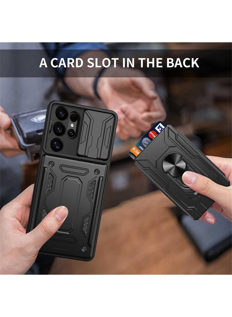 Techie Samsung Galaxy S25 Ultra Slide Armor Case with 360° Ring, Magnetic Stand, Card Holder, Camera Shield & Mil-Grade Drop Protection - Image 3