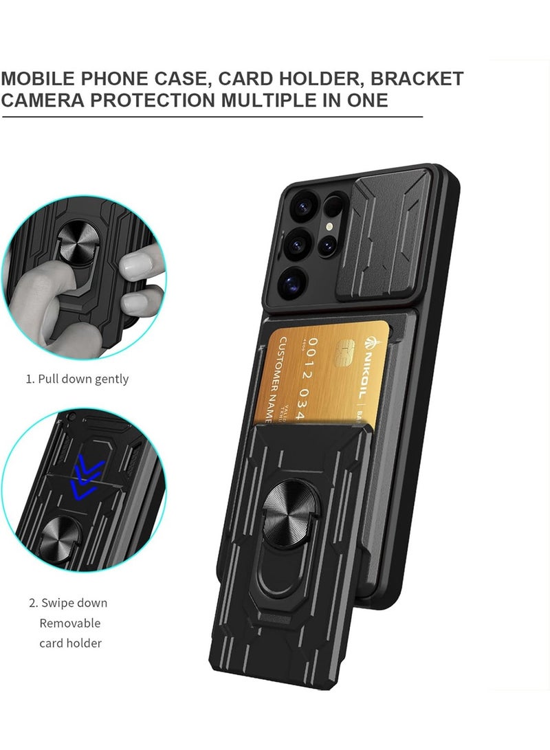 Techie Samsung Galaxy S25 Ultra Slide Armor Case with 360° Ring, Magnetic Stand, Card Holder, Camera Shield & Mil-Grade Drop Protection - Image 2