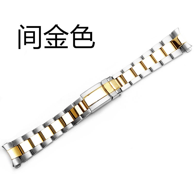 Daytona Series Stainless Steel Solid Diving Three-Bead Watch Strap for Water Ghost 20mm Gold 17mm Watch Chain Steel Strap Golden