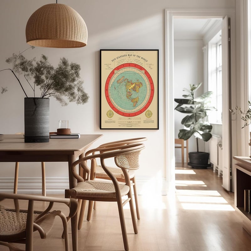 Poster Master ملصق خريطة عتيق من - طباعة فنية حائطية غير مؤطرة بحجم 8×10 بوصة - المعيار الجديد لخريطة العالم - خريطة غليسون للأرض المسطحة - هدية ديكور حائط رائعة للمنزل، المكتب، غرفة المعيشة، غرفة النوم - Image 5
