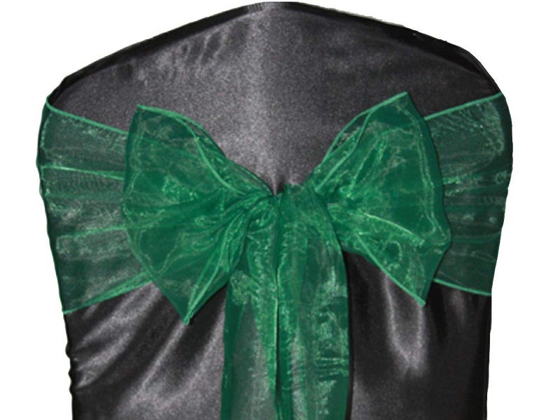 SARVAM FASHION SARVAM FASHION Elegant Organza Chair Sashes Sheer Fabric Sashes for Weddings Parties and Special Events  Pack of 10 Pieces Hunter Green 