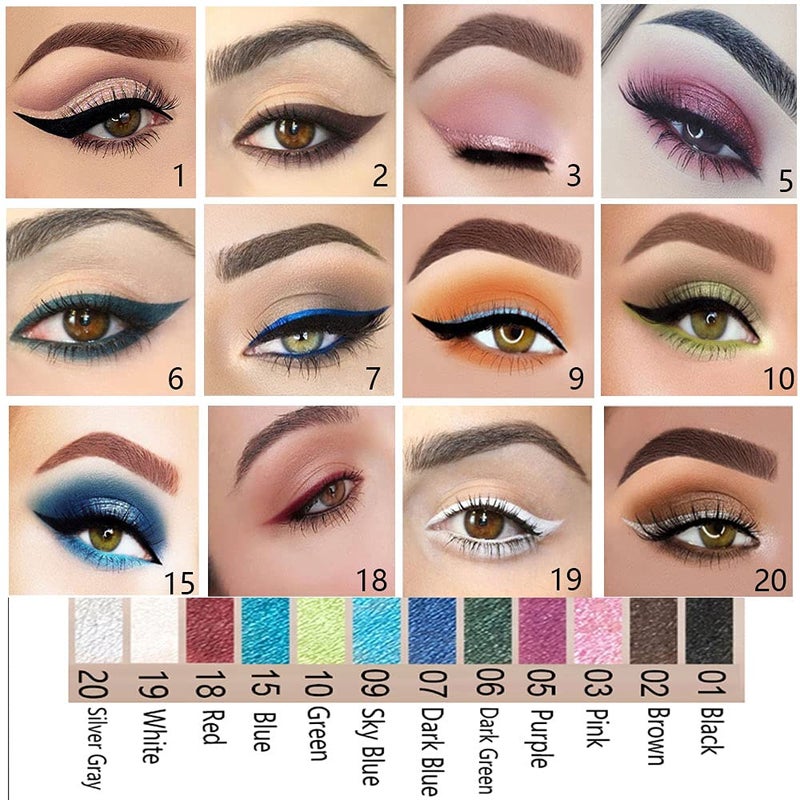 evpct 12Pcs Green Blue White Black Brown Purple Color Gel Glitter Eyeliner Pencils Set for Women Waterline Waterproof Smudge Proof lapiz de ojos delineador de ojos contra el agua Eye Liner Makeup 1 - Image 4