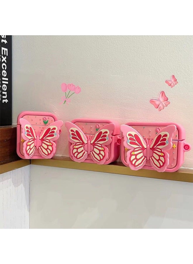 AirPods 3 Case Cover with erfly Holder, PVC Shock and Drop Protective Headphone Case (Pink) - Image 5