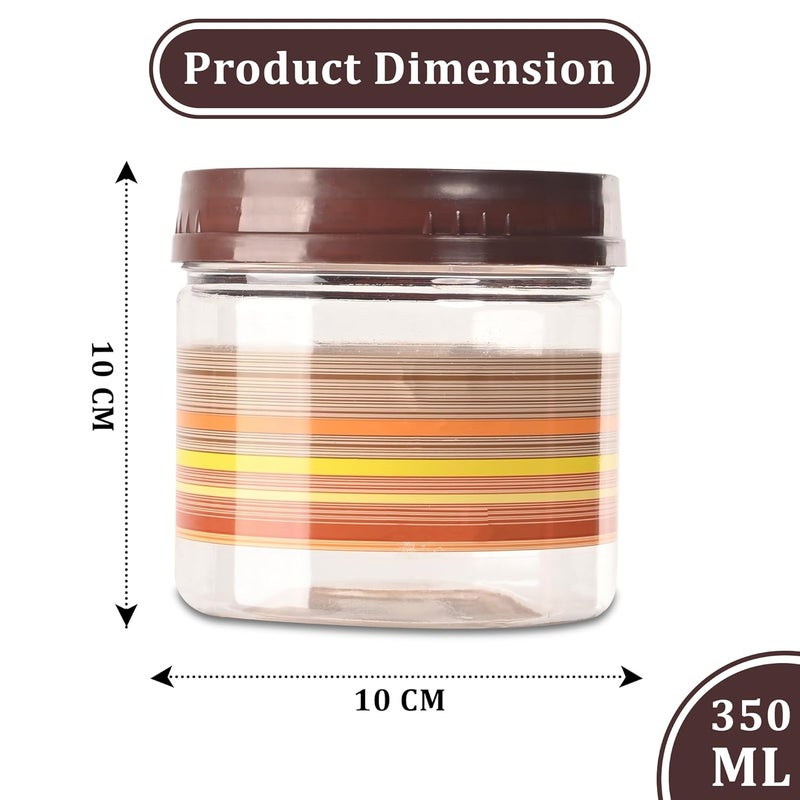 Kuber Industries 350 Ml Plastic Containers for Kitchen Storage Set of 6 | Multi-Purpose Airtight Kitchen Jars and Containers Set for Spices, Pulses & Grains | Rainbow - Brown - Image 3