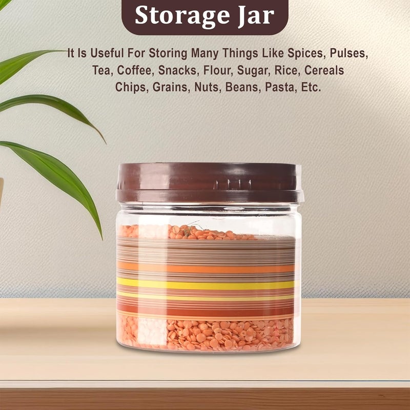 Kuber Industries 350 Ml Plastic Containers for Kitchen Storage Set of 6 | Multi-Purpose Airtight Kitchen Jars and Containers Set for Spices, Pulses & Grains | Rainbow - Brown - Image 4