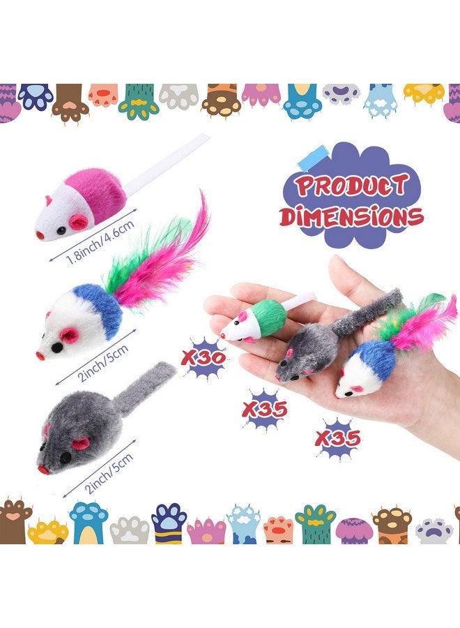 Sosation 100 Pcs Fur Mice Cat Toys Rattle Mouse Cat Toy Assorted Interactive Cat Toys for Indoor Kitten Cats Catch Play Mouse Toy Sound Mouse for Cats and Kittens (Classic) - Image 2