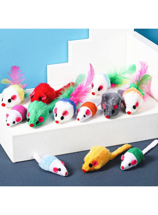 Sosation 100 Pcs Fur Mice Cat Toys Rattle Mouse Cat Toy Assorted Interactive Cat Toys for Indoor Kitten Cats Catch Play Mouse Toy Sound Mouse for Cats and Kittens (Classic) - Image 3