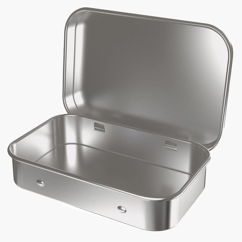 Hulless 6 Pcs Metal Hinged Tin Box Container Mini Portable Small Storage Container Kit with Lid for Home Storage 4.5x3.3x0.9 Inch, Silver - Image 5
