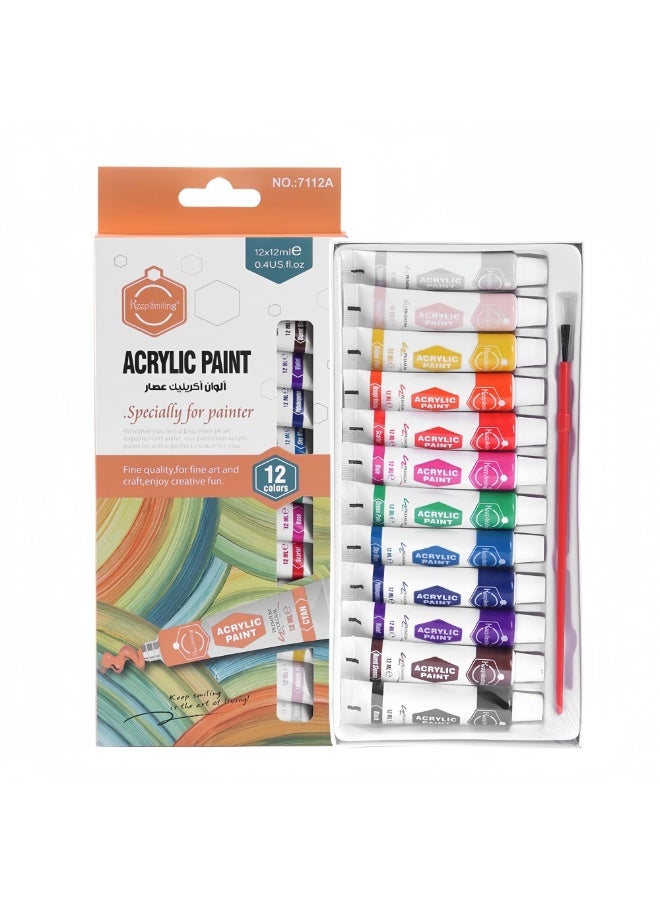 كيب سمايلنج ألوان أكريليك 12 لون × 12 مل – جودة عالية للرسم والأعمال الفنية - Image 1