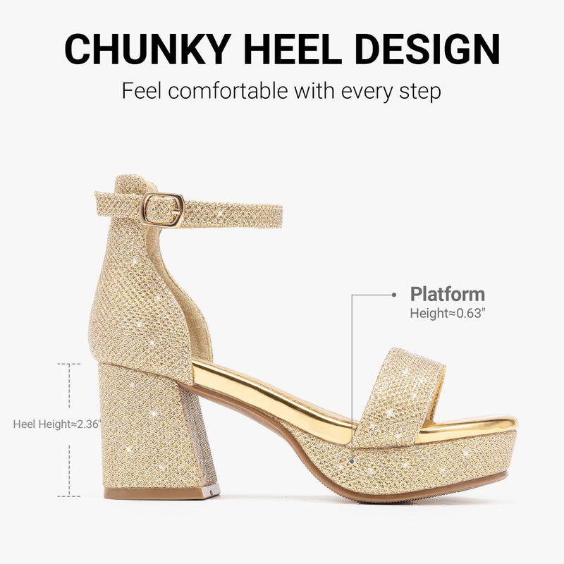 LAURMOSA Girls Heels for Kids Sandals Girls Dress Shoes Size 4 Flower Girl Shoes Champagne High Heels for Kids Glitter Sparkle Open Toe Platform Dress Sandals Big Tweens Wedding Party (L1038GlCham 4) - Image 5
