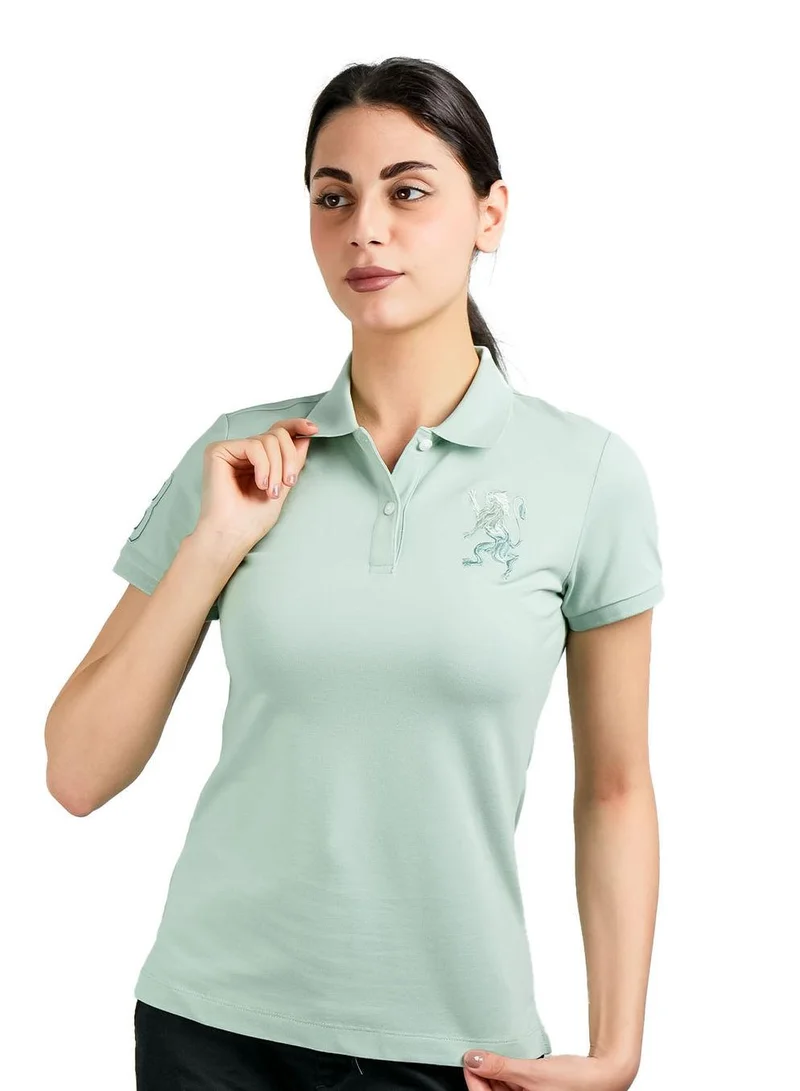 GIORDANO Women's Cotton Lycra 3D Lion Embroidery Polo